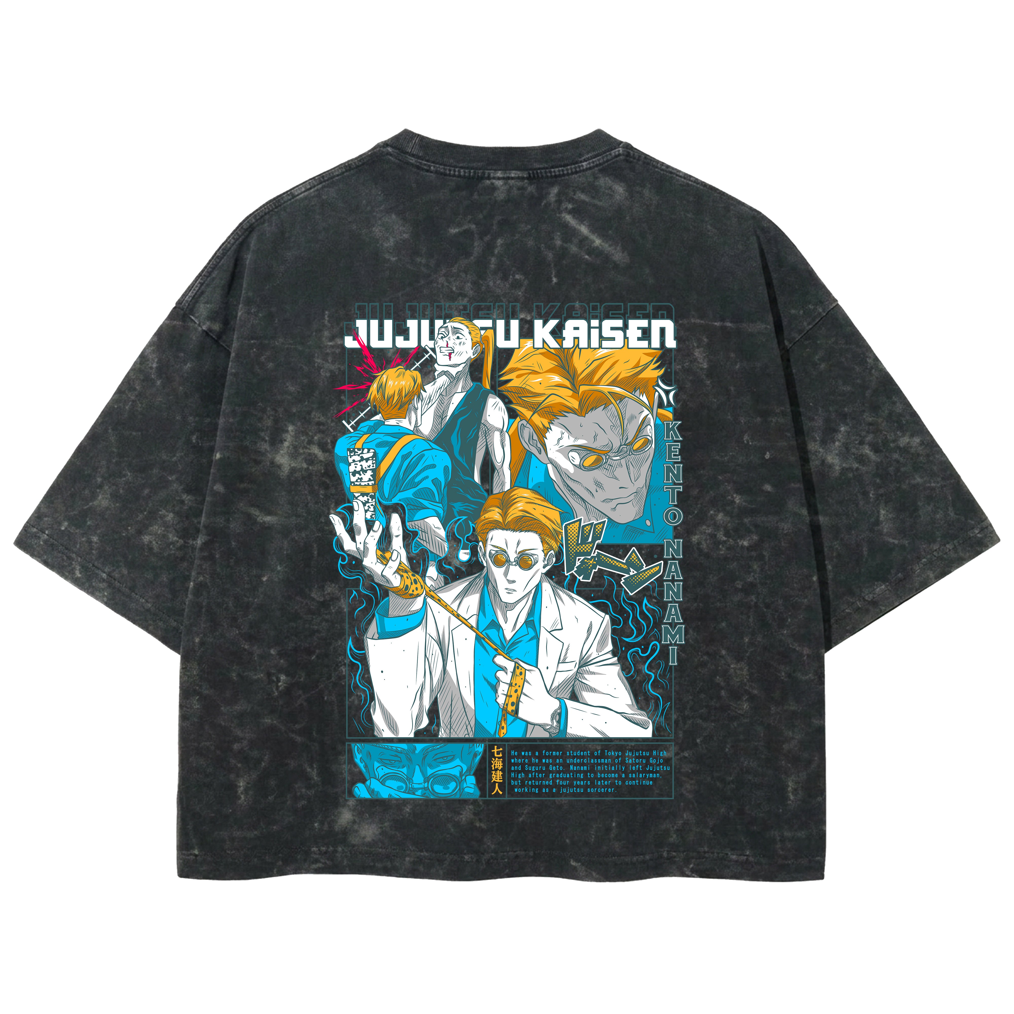 Playera streetwear premium de anime y gaming ExtraLife MX, corte boxy deluxe mineral wash heavyweight en color Acid Wash, moda urbana mexicana de culto.