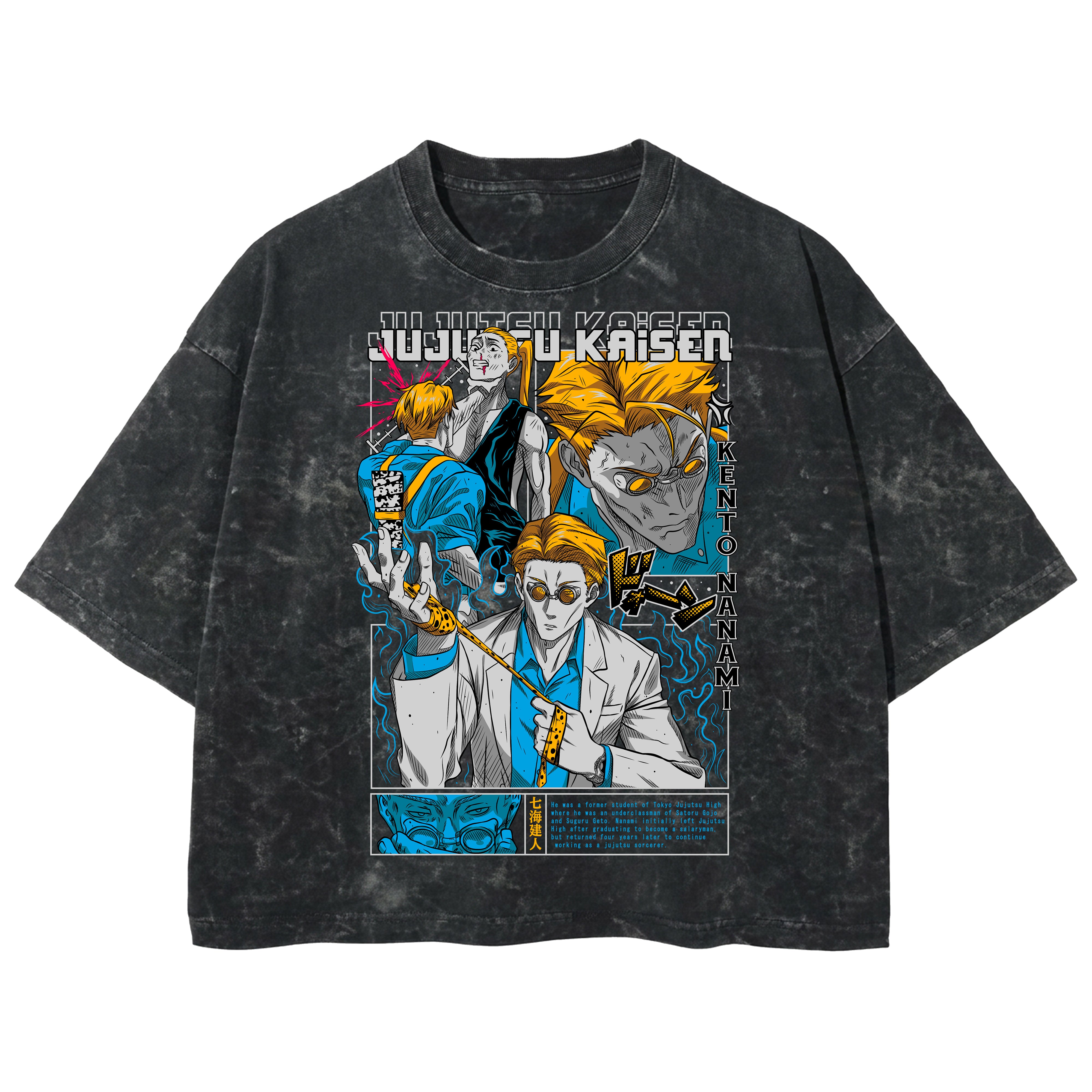 Playera streetwear premium de anime y gaming ExtraLife MX, corte boxy deluxe mineral wash heavyweight en color Acid Wash, moda urbana mexicana de culto.