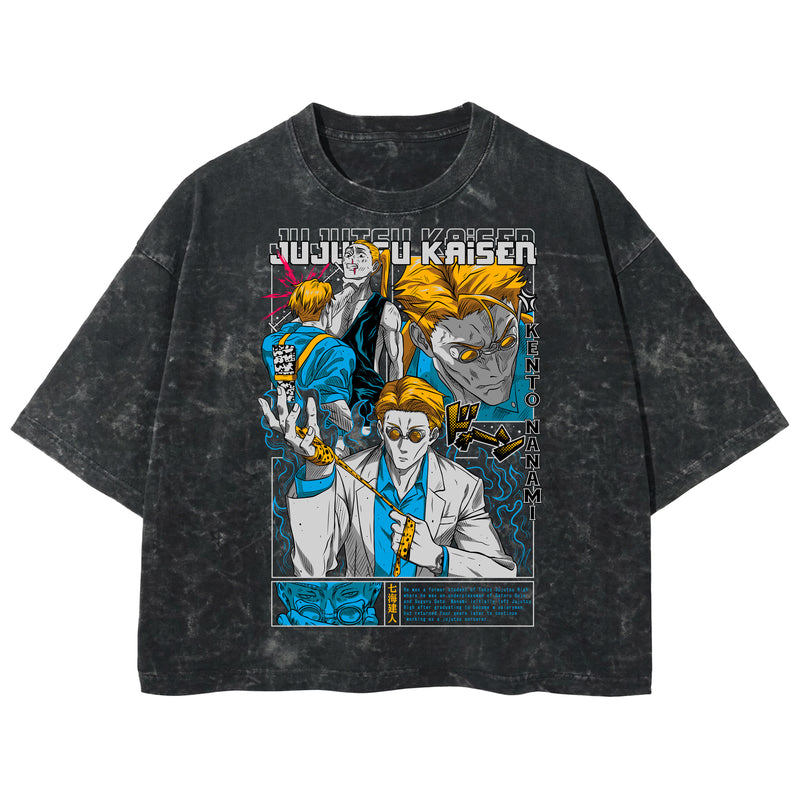 Playera streetwear premium de anime y gaming ExtraLife MX, corte boxy deluxe mineral wash heavyweight en color Acid Wash, moda urbana mexicana de culto.