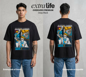 El Arte de las Maldiciones | El de Corbata y Filo #01901 - Playera Oversized Premium | Deep Black - Foto en modelo
