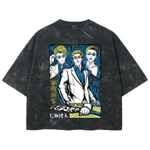 Playera streetwear premium de anime y gaming ExtraLife MX, corte boxy deluxe mineral wash heavyweight en color Acid Wash, moda urbana mexicana de culto.