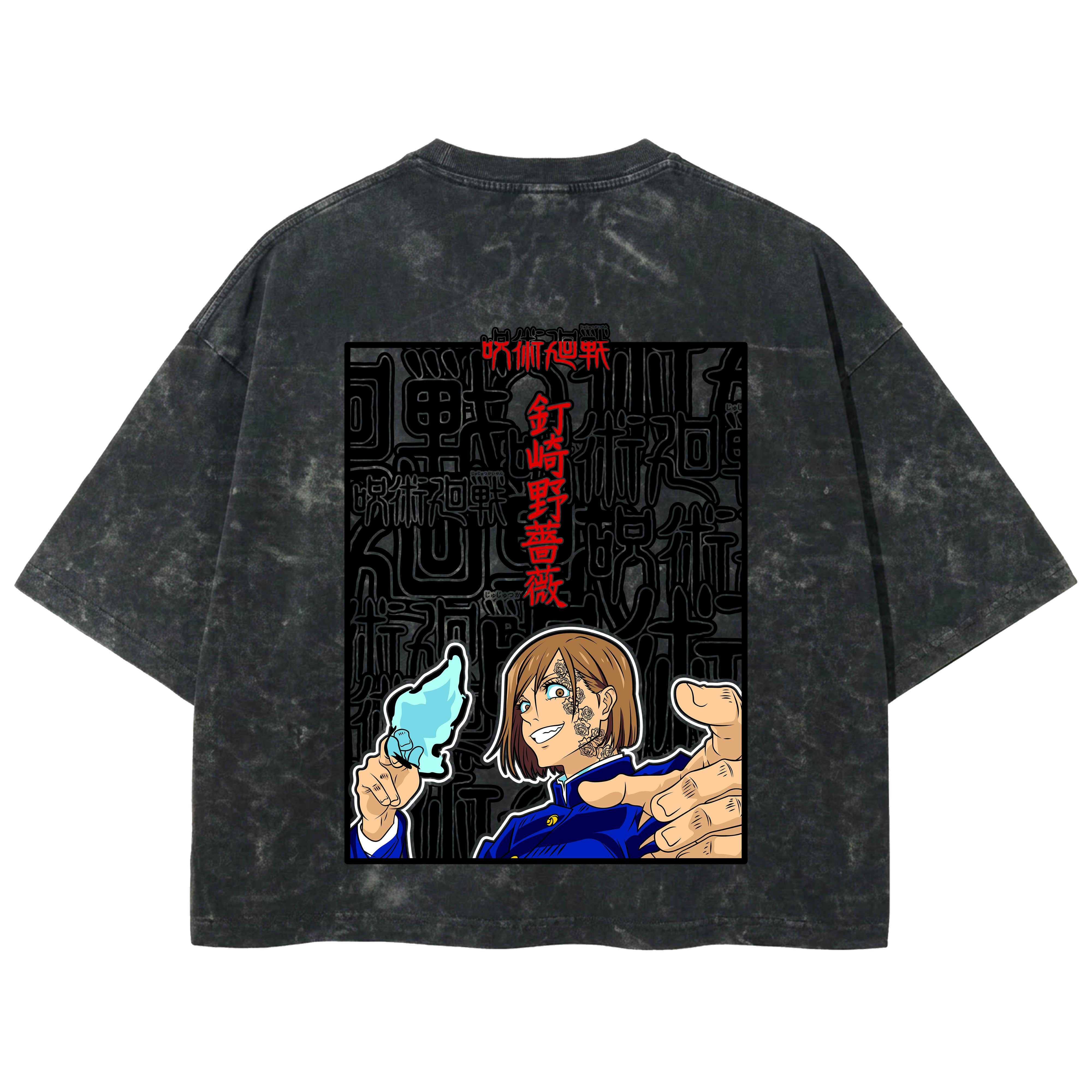 Playera streetwear premium de anime y gaming ExtraLife MX, corte boxy deluxe mineral wash heavyweight en color Acid Wash, moda urbana mexicana de culto.