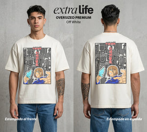 El Arte de las Maldiciones | El Clavo y el Martillo #01903 - Playera Oversized Premium | Off White - Foto en modelo