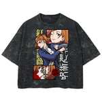 Playera streetwear premium de anime y gaming ExtraLife MX, corte boxy deluxe mineral wash heavyweight en color Acid Wash, moda urbana mexicana de culto.