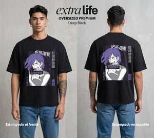 El Arte de las Maldiciones | Fuerza de Osadia #01906 - Playera Oversized Premium | Deep Black - Foto en modelo