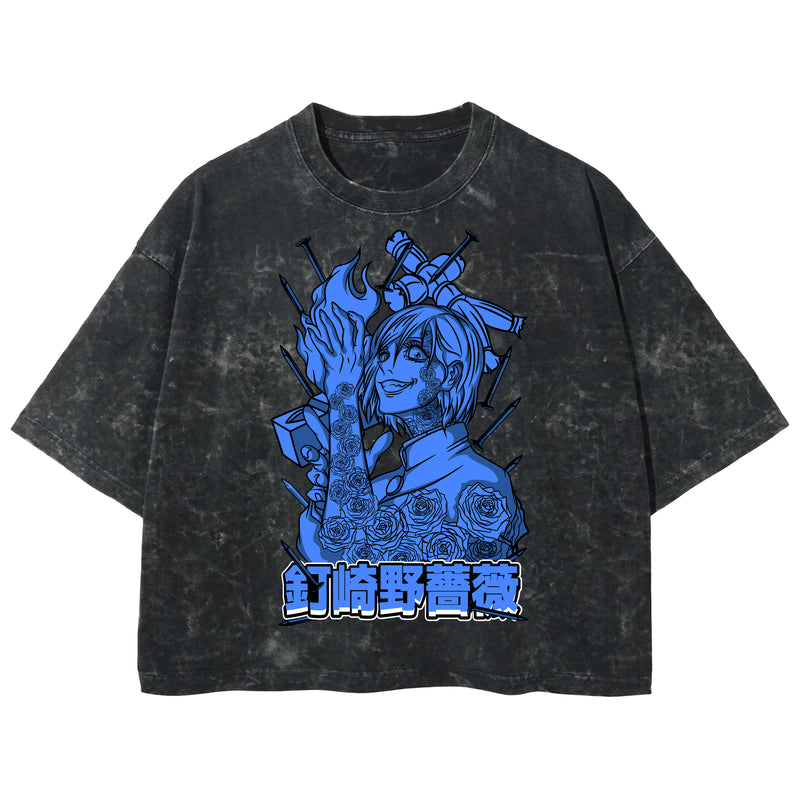 Playera streetwear premium de anime y gaming ExtraLife MX, corte boxy deluxe mineral wash heavyweight en color Acid Wash, moda urbana mexicana de culto.