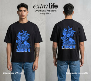 El Arte de las Maldiciones | La Martilladora del Bien #01907 - Playera Oversized Premium | Deep Black - Foto en modelo