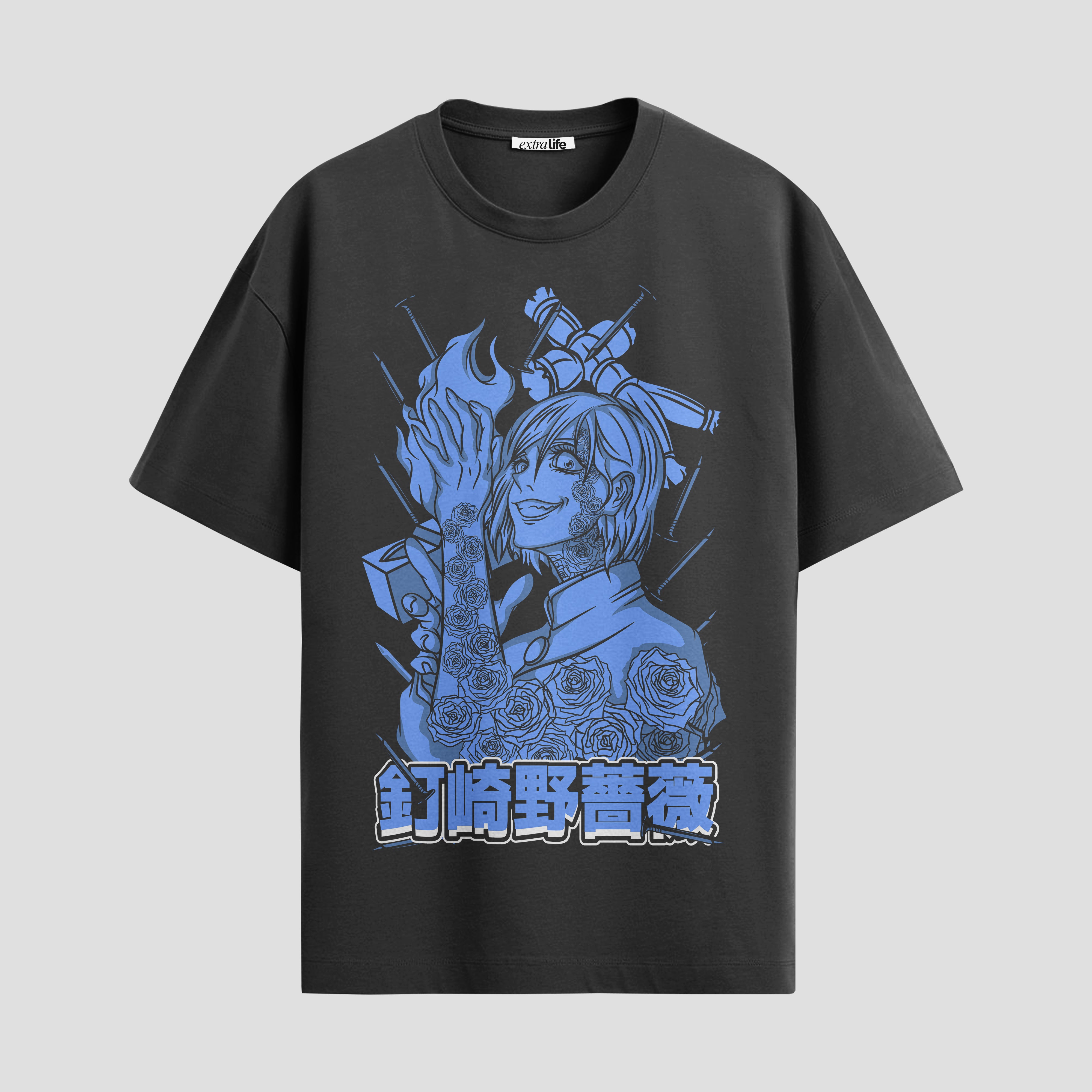 Playera urbana de anime y gaming ExtraLife MX, corte Standard Fit unisex ligero y transpirable en color Deep Black y Pure White, ropa de uso diario para gym y casual.