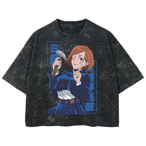 Playera streetwear premium de anime y gaming ExtraLife MX, corte boxy deluxe mineral wash heavyweight en color Acid Wash, moda urbana mexicana de culto.