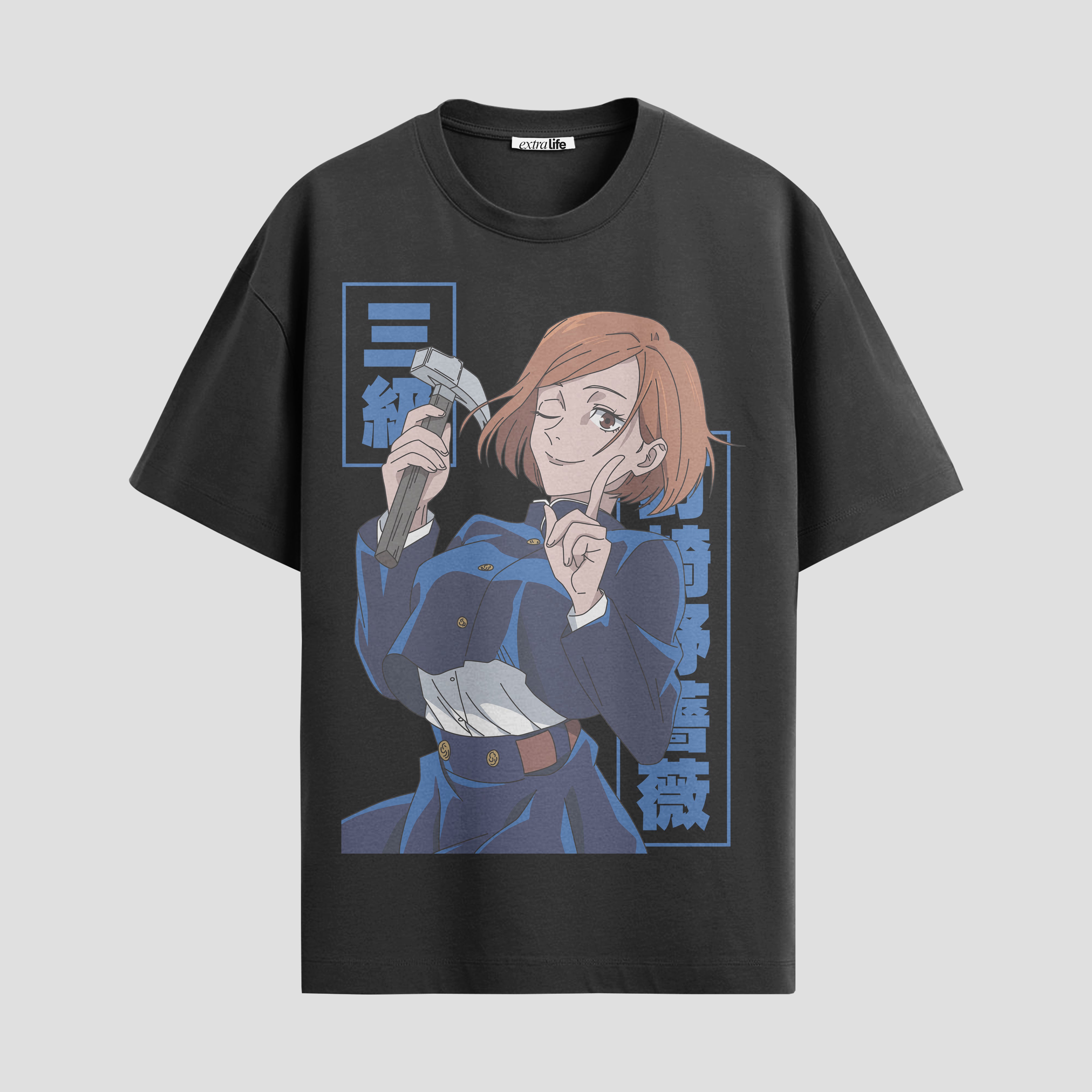 Playera urbana de anime y gaming ExtraLife MX, corte Standard Fit unisex ligero y transpirable en color Deep Black y Pure White, ropa de uso diario para gym y casual.