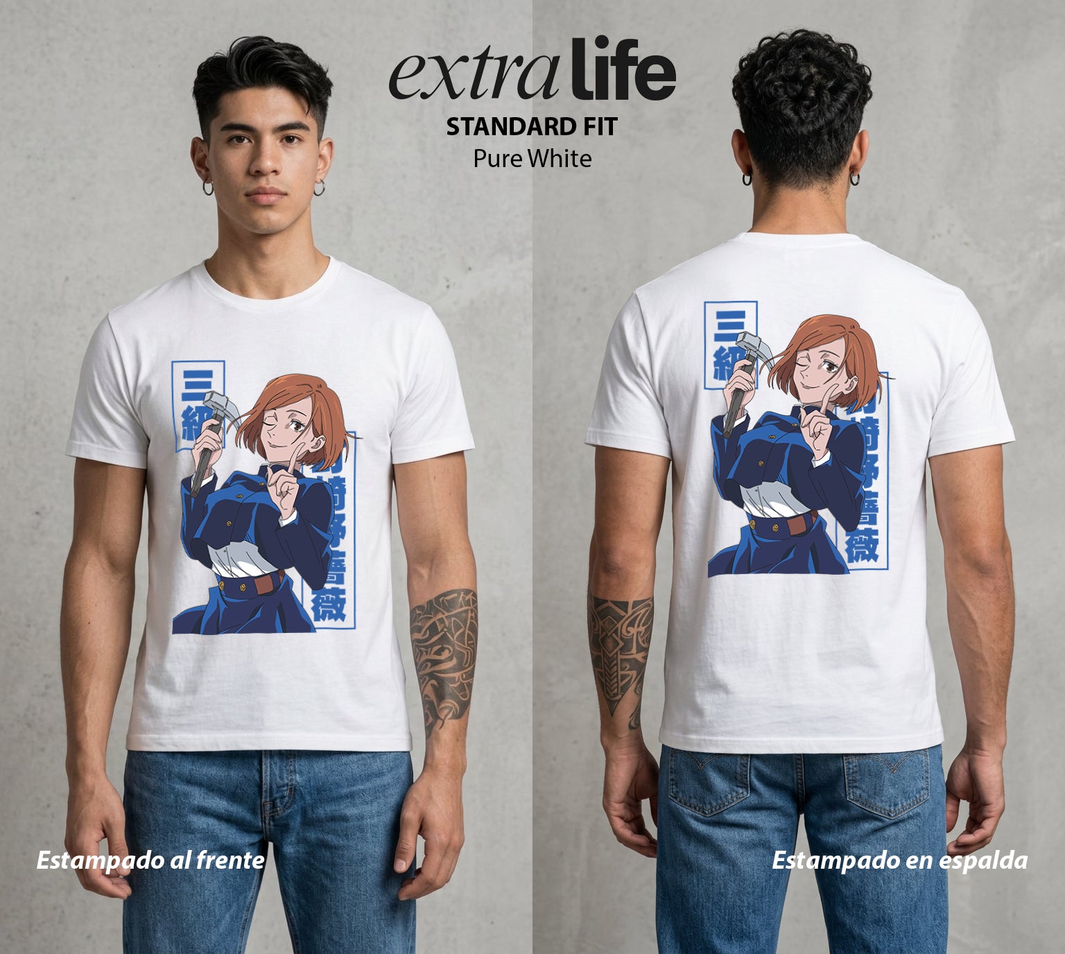 El Arte de las Maldiciones | Clavo y Voluntad #01908 - Playera Standard Fit | Pure White - Foto en modelo