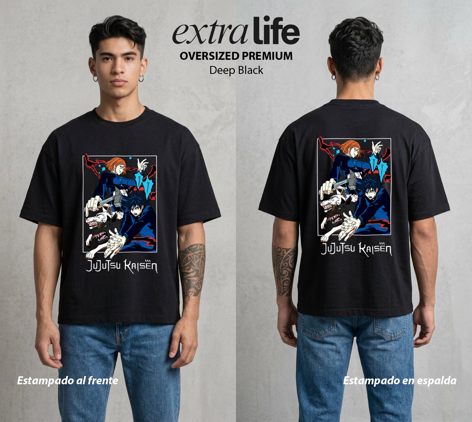 El Arte de las Maldiciones | El Invocador de Sombras #01909 - Playera Oversized Premium | Deep Black - Foto en modelo