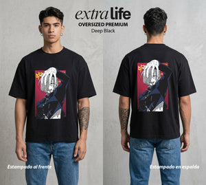 El Arte de las Maldiciones | El Clavo y el Martillo #01910 - Playera Oversized Premium | Deep Black - Foto en modelo