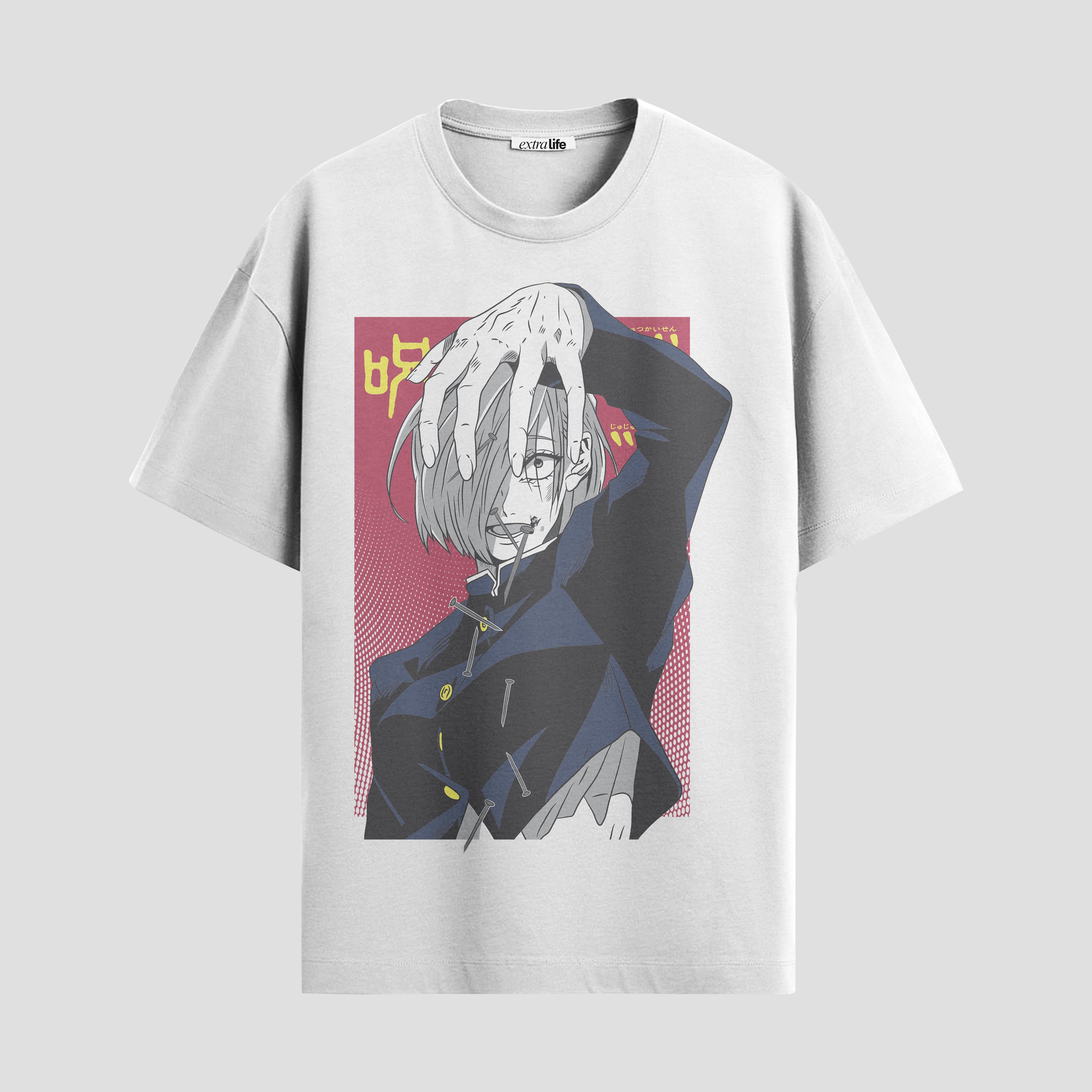 Playera urbana de anime y gaming ExtraLife MX, corte Standard Fit unisex ligero y transpirable en color Deep Black y Pure White, ropa de uso diario para gym y casual.