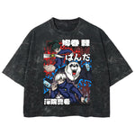 Playera streetwear premium de anime y gaming ExtraLife MX, corte boxy deluxe mineral wash heavyweight en color Acid Wash, moda urbana mexicana de culto.
