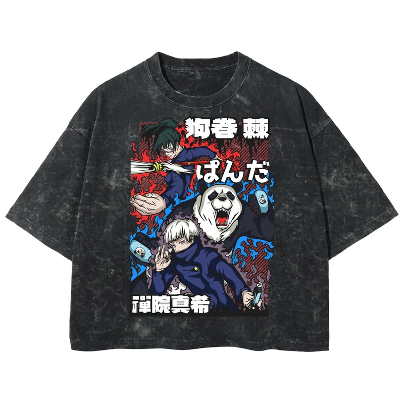 Playera streetwear premium de anime y gaming ExtraLife MX, corte boxy deluxe mineral wash heavyweight en color Acid Wash, moda urbana mexicana de culto.