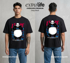 El Arte de las Maldiciones | El Oso del Arte #01912 - Playera Oversized Premium | Deep Black - Foto en modelo