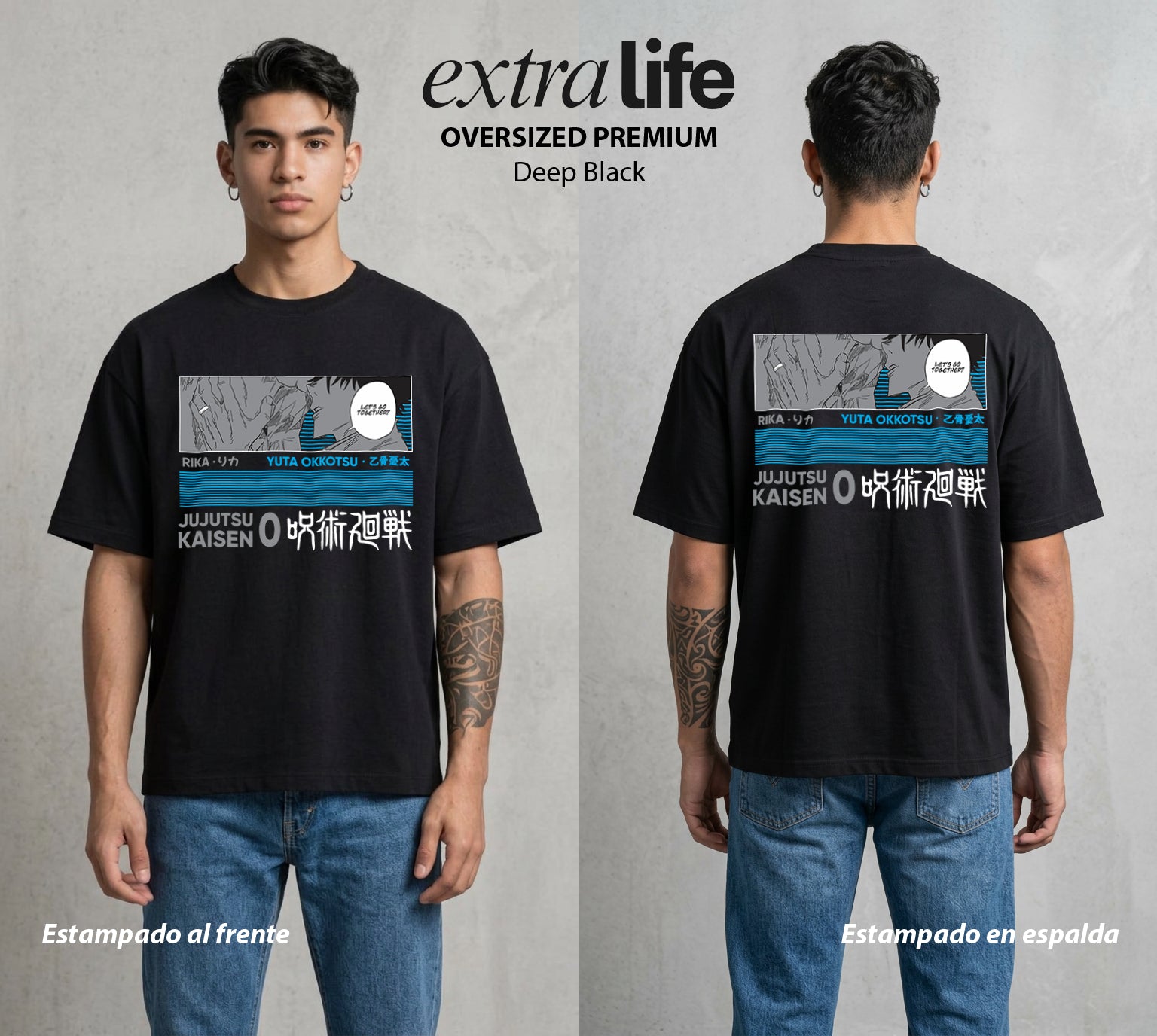 El Arte de las Maldiciones | El Gran Brujo Invertido #01913 - Playera Oversized Premium | Deep Black - Foto en modelo