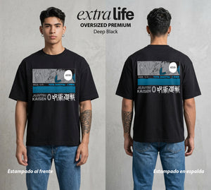 El Arte de las Maldiciones | El Gran Brujo Invertido #01913 - Playera Oversized Premium | Deep Black - Foto en modelo