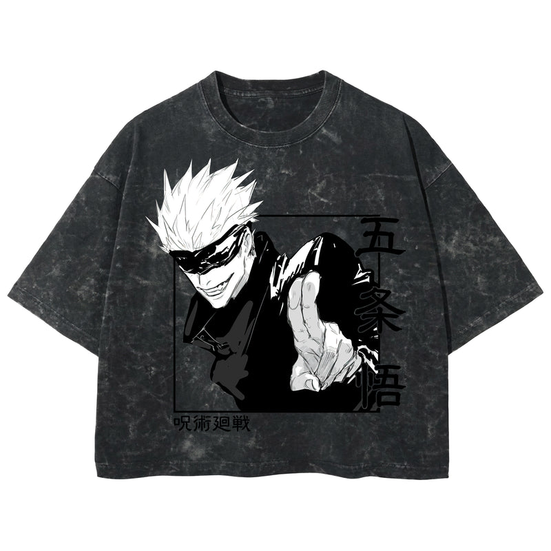 Playera streetwear premium de anime y gaming ExtraLife MX, corte boxy deluxe mineral wash heavyweight en color Acid Wash, moda urbana mexicana de culto.