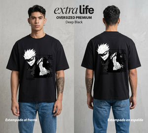 El Arte de las Maldiciones | El Infinito Absoluto #01915 - Playera Oversized Premium | Deep Black - Foto en modelo