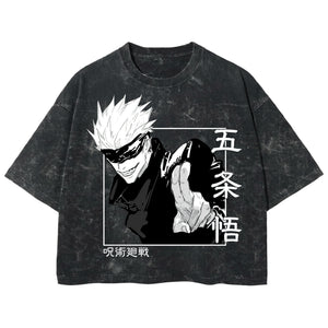 Playera streetwear premium de anime y gaming ExtraLife MX, corte boxy deluxe mineral wash heavyweight en color Acid Wash, moda urbana mexicana de culto.
