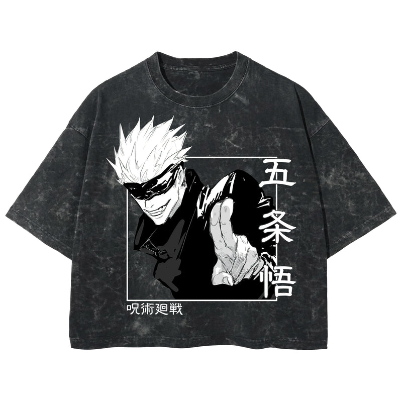 Playera streetwear premium de anime y gaming ExtraLife MX, corte boxy deluxe mineral wash heavyweight en color Acid Wash, moda urbana mexicana de culto.
