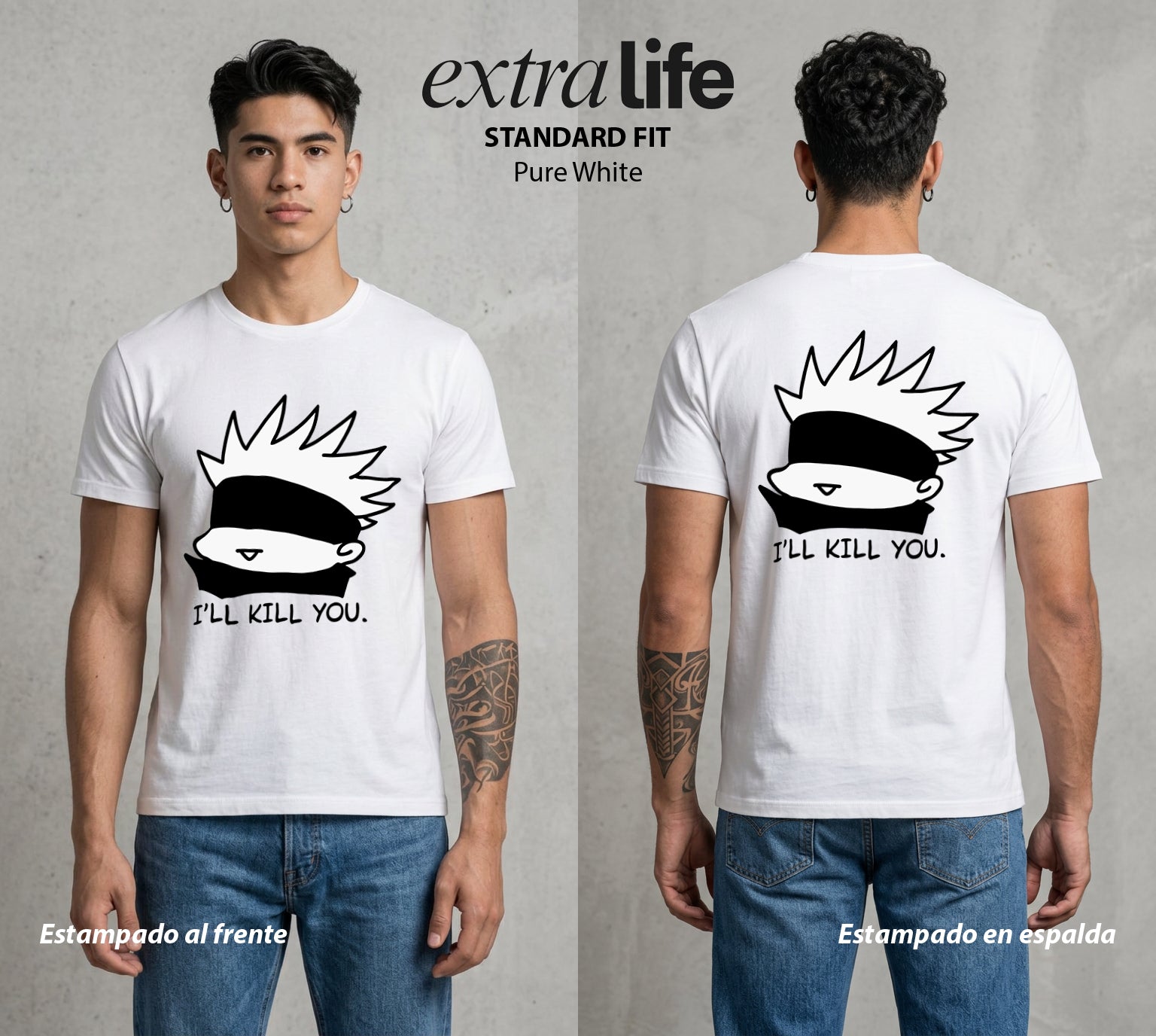 El Arte de las Maldiciones | El Mas Fuerte #01921 - Playera Standard Fit | Pure White - Foto en modelo