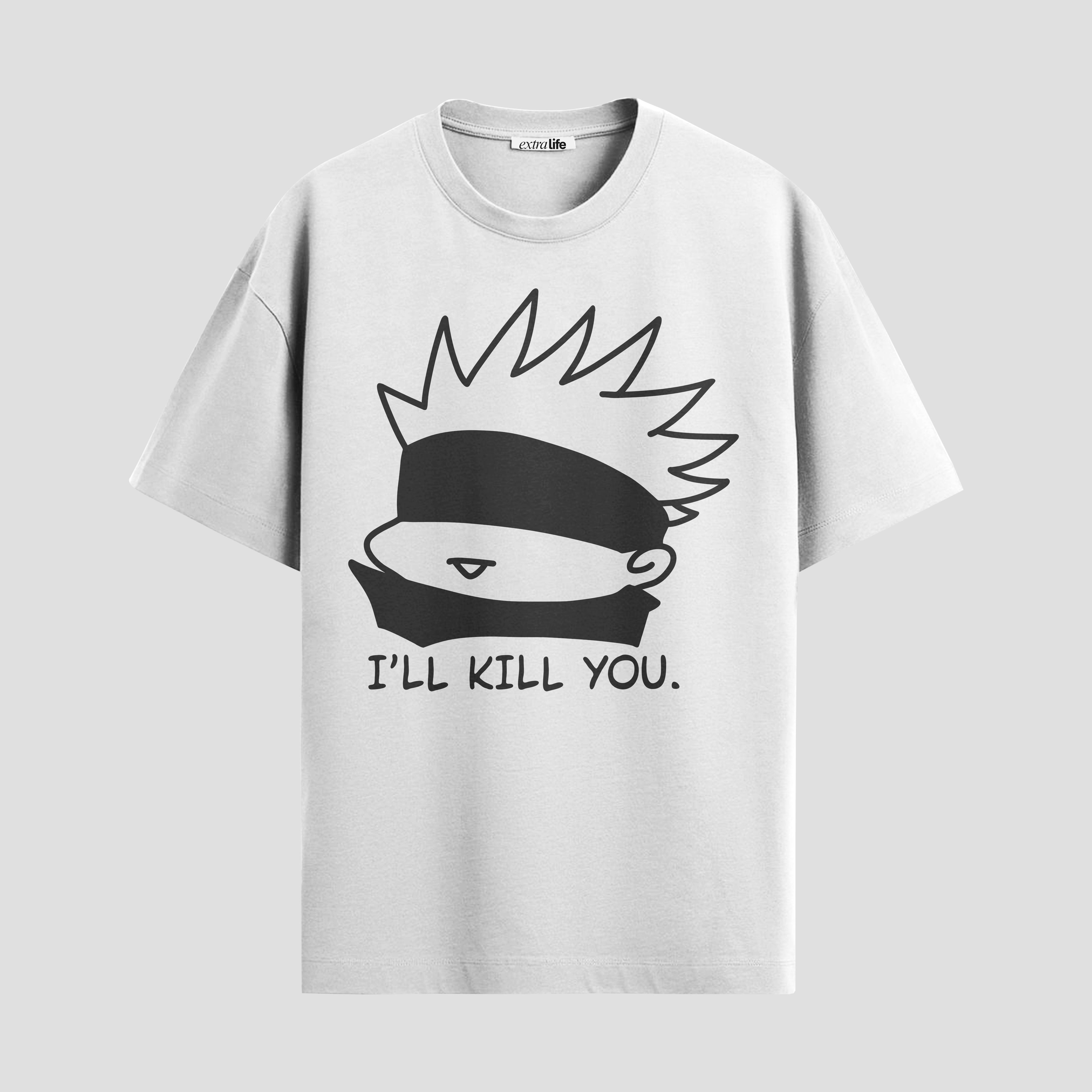 Playera urbana de anime y gaming ExtraLife MX, corte Standard Fit unisex ligero y transpirable en color Deep Black y Pure White, ropa de uso diario para gym y casual.