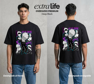 El Arte de las Maldiciones | El Mas Fuerte #01922 - Playera Oversized Premium | Deep Black - Foto en modelo