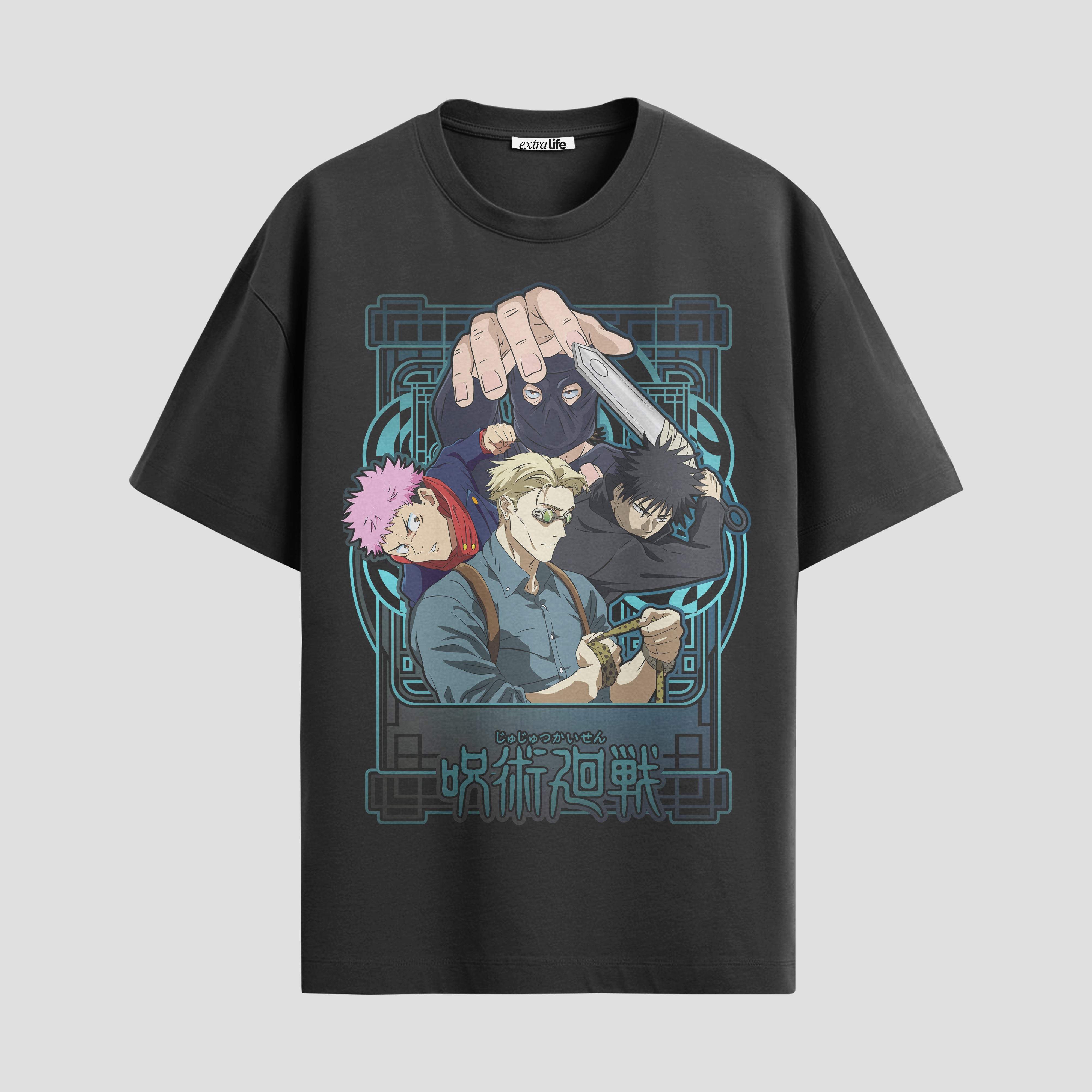 Playera urbana de anime y gaming ExtraLife MX, corte Standard Fit unisex ligero y transpirable en color Deep Black y Pure White, ropa de uso diario para gym y casual.