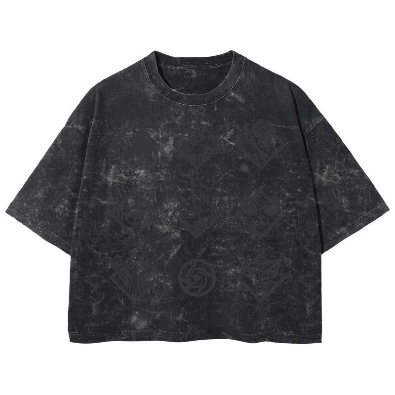 Playera streetwear premium de anime y gaming ExtraLife MX, corte boxy deluxe mineral wash heavyweight en color Acid Wash, moda urbana mexicana de culto.