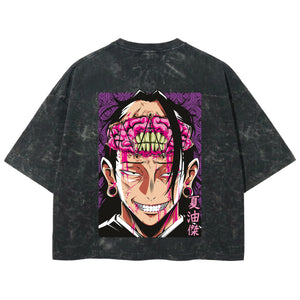 Playera streetwear premium de anime y gaming ExtraLife MX, corte boxy deluxe mineral wash heavyweight en color Acid Wash, moda urbana mexicana de culto.
