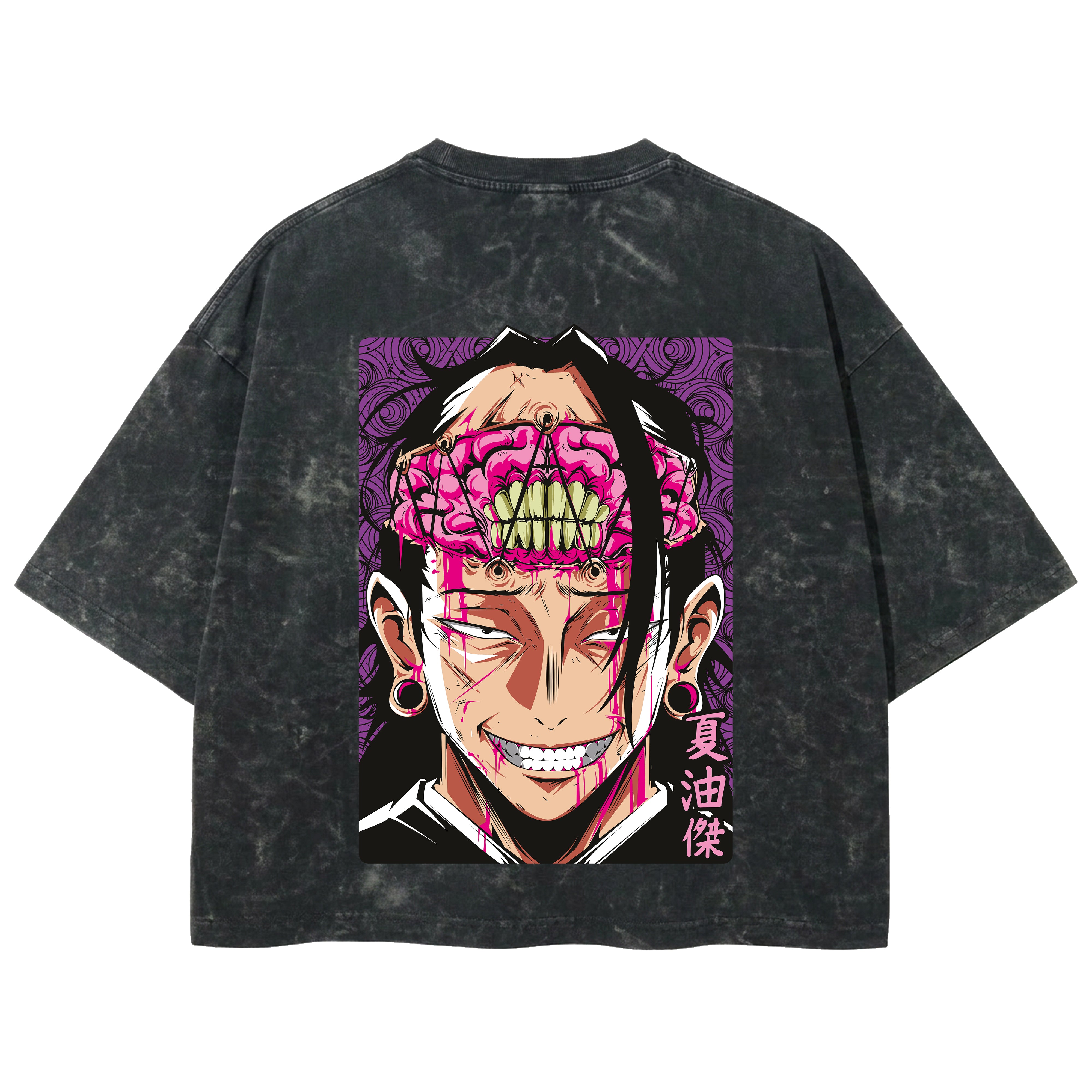 Playera streetwear premium de anime y gaming ExtraLife MX, corte boxy deluxe mineral wash heavyweight en color Acid Wash, moda urbana mexicana de culto.