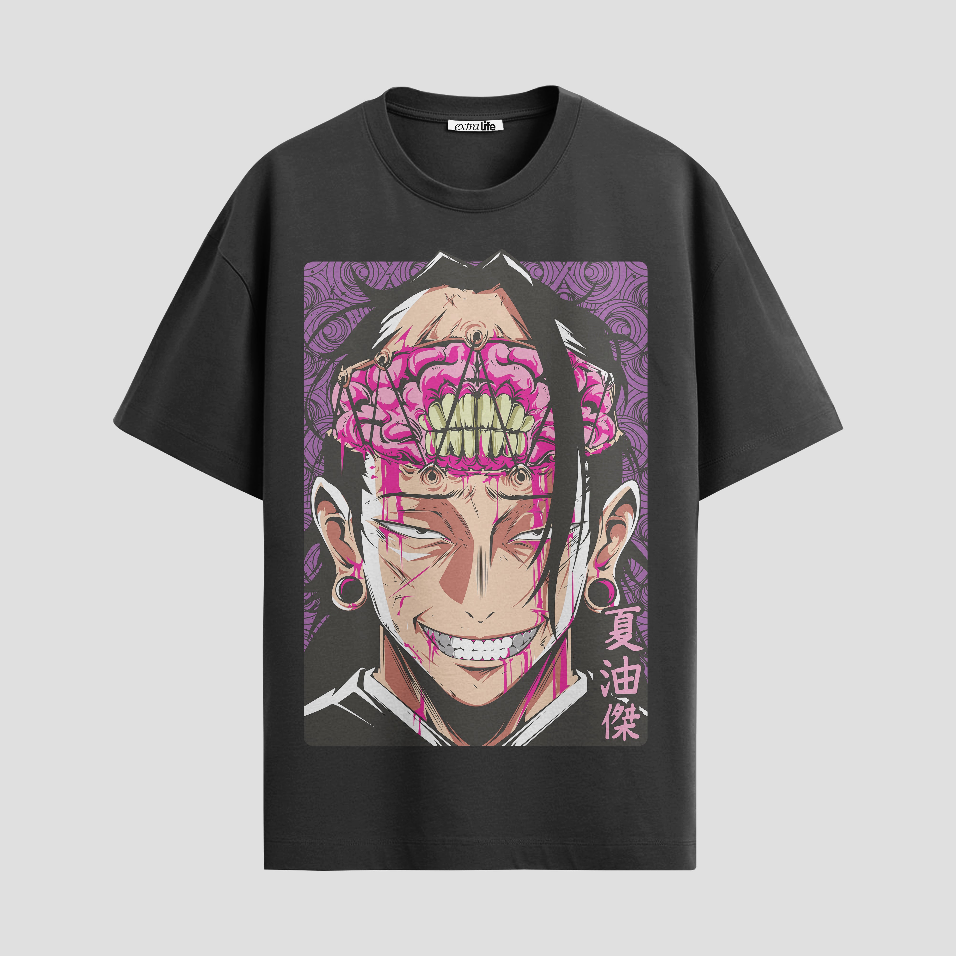 Playera urbana de anime y gaming ExtraLife MX, corte Standard Fit unisex ligero y transpirable en color Deep Black y Pure White, ropa de uso diario para gym y casual.