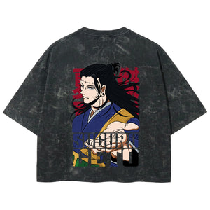 Playera streetwear premium de anime y gaming ExtraLife MX, corte boxy deluxe mineral wash heavyweight en color Acid Wash, moda urbana mexicana de culto.