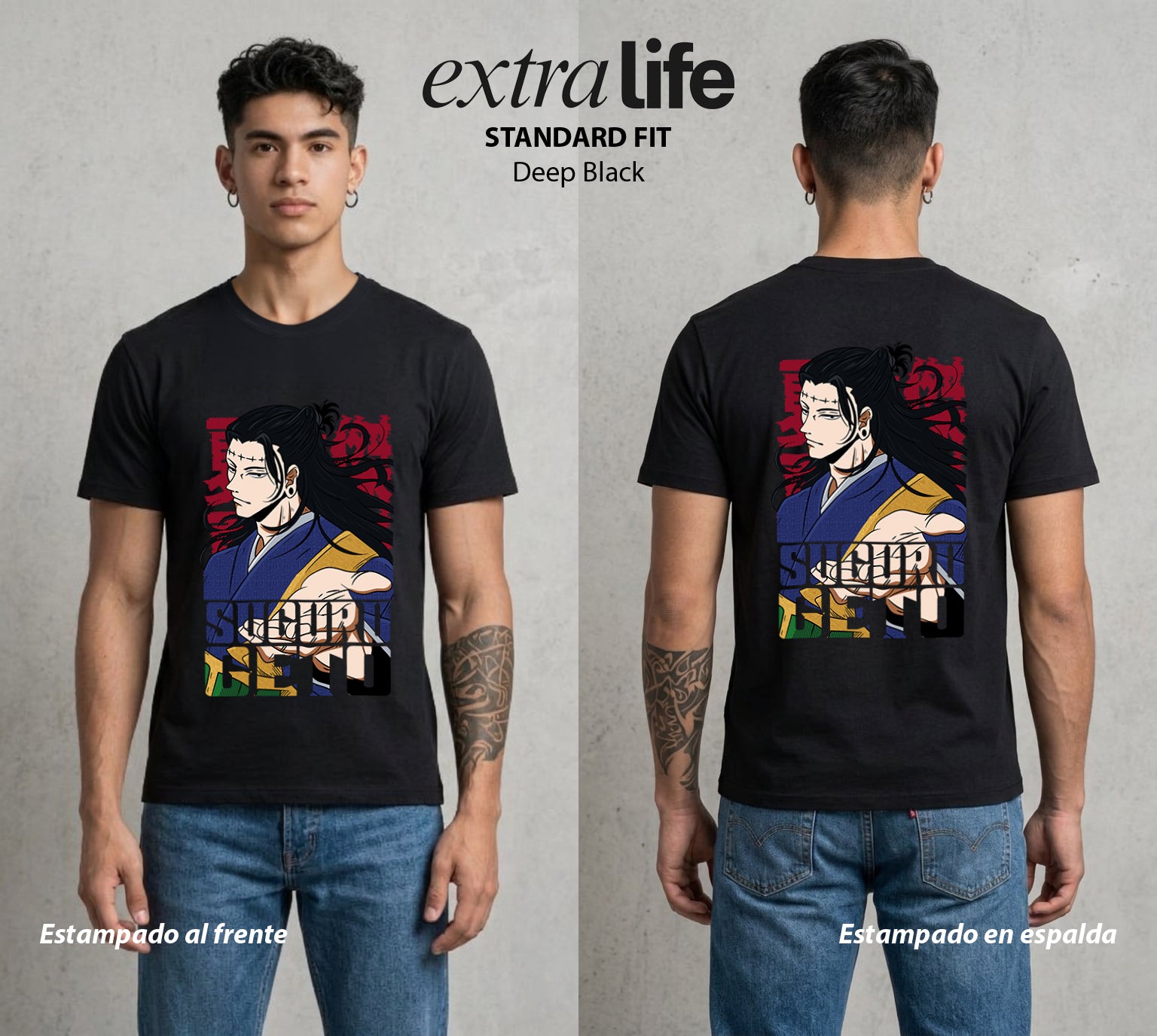 El Arte de las Maldiciones | El Brujo Caido #01927 - Playera Standard Fit | Deep Black - Foto en modelo