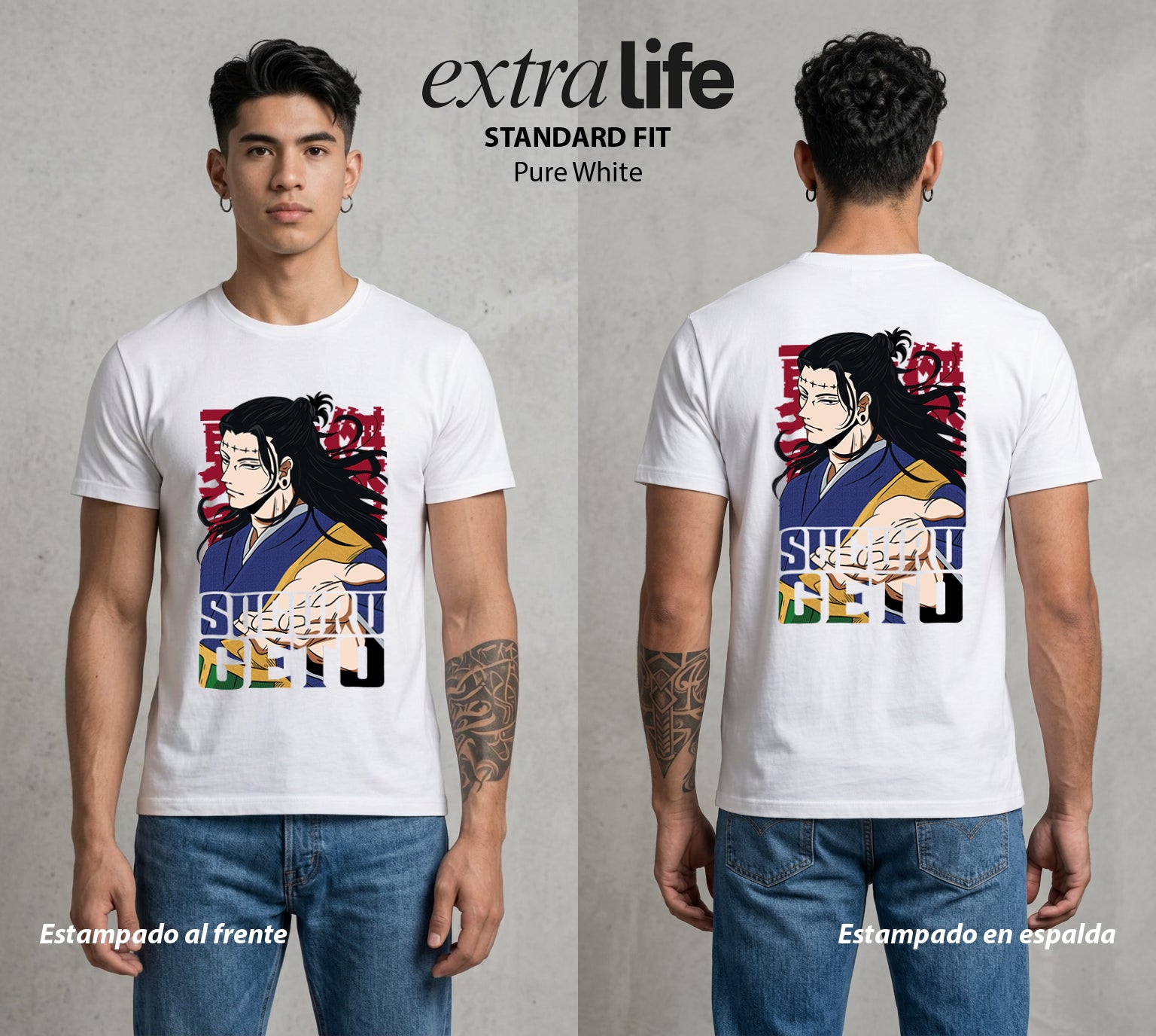 El Arte de las Maldiciones | El Brujo Caido #01927 - Playera Standard Fit | Pure White - Foto en modelo