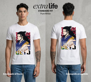 El Arte de las Maldiciones | El Brujo Caido #01927 - Playera Standard Fit | Pure White - Foto en modelo