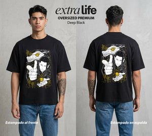 El Arte de las Maldiciones | El Que Se Perdio #01929 - Playera Oversized Premium | Deep Black - Foto en modelo