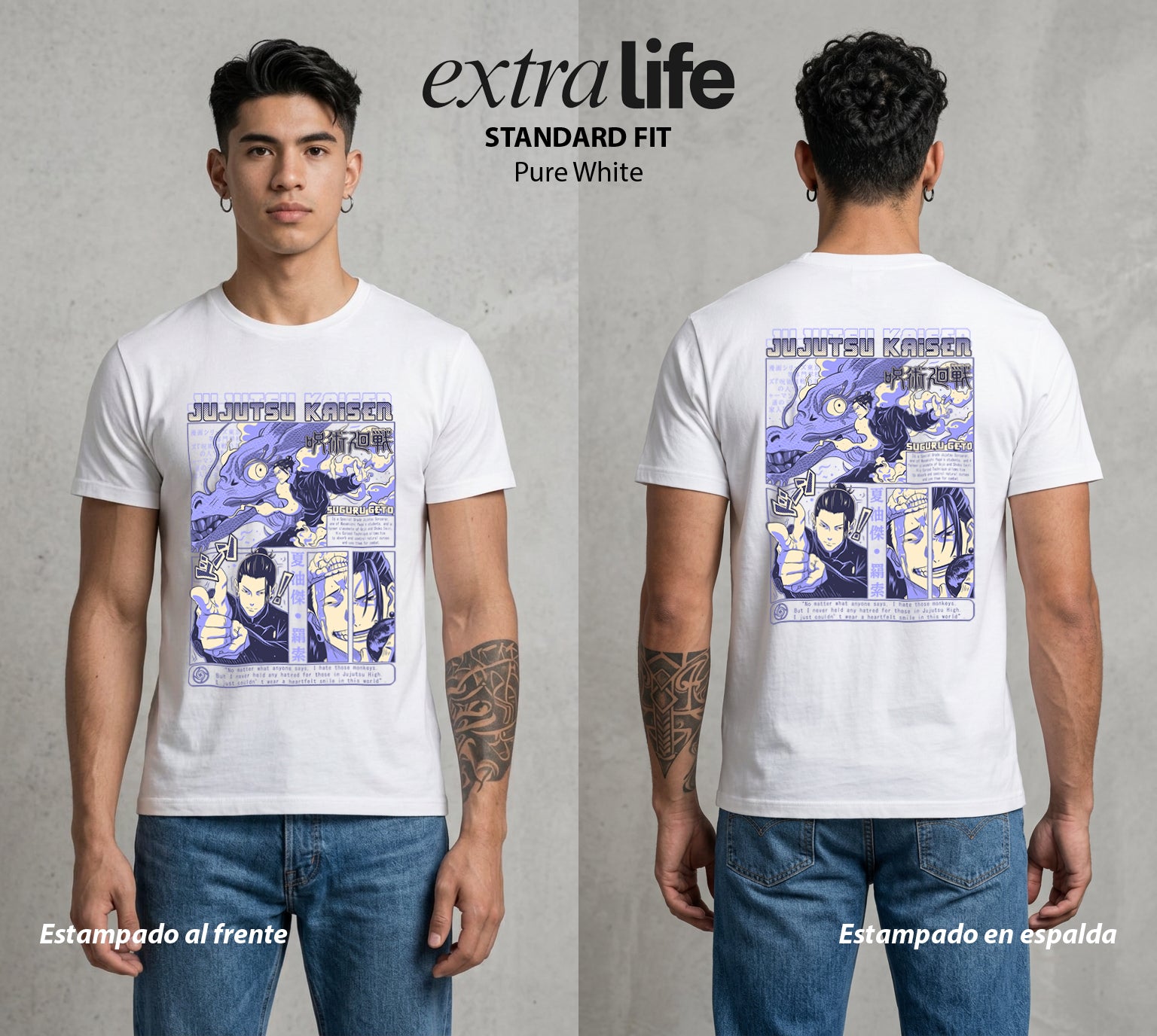 El Arte de las Maldiciones | El Coleccionista de Maldiciones #01930 - Playera Standard Fit | Pure White - Foto en modelo