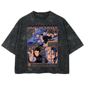 Playera streetwear premium de anime y gaming ExtraLife MX, corte boxy deluxe mineral wash heavyweight en color Acid Wash, moda urbana mexicana de culto.