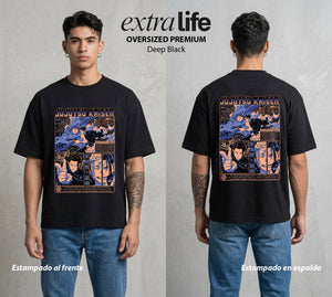 El Arte de las Maldiciones | El Brujo Caido #01931 - Playera Oversized Premium | Deep Black - Foto en modelo