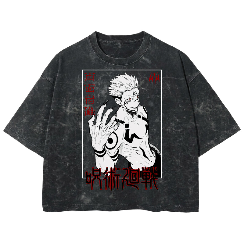 Playera streetwear premium de anime y gaming ExtraLife MX, corte boxy deluxe mineral wash heavyweight en color Acid Wash, moda urbana mexicana de culto.