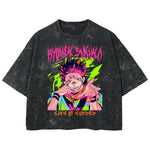 Playera streetwear premium de anime y gaming ExtraLife MX, corte boxy deluxe mineral wash heavyweight en color Acid Wash, moda urbana mexicana de culto.