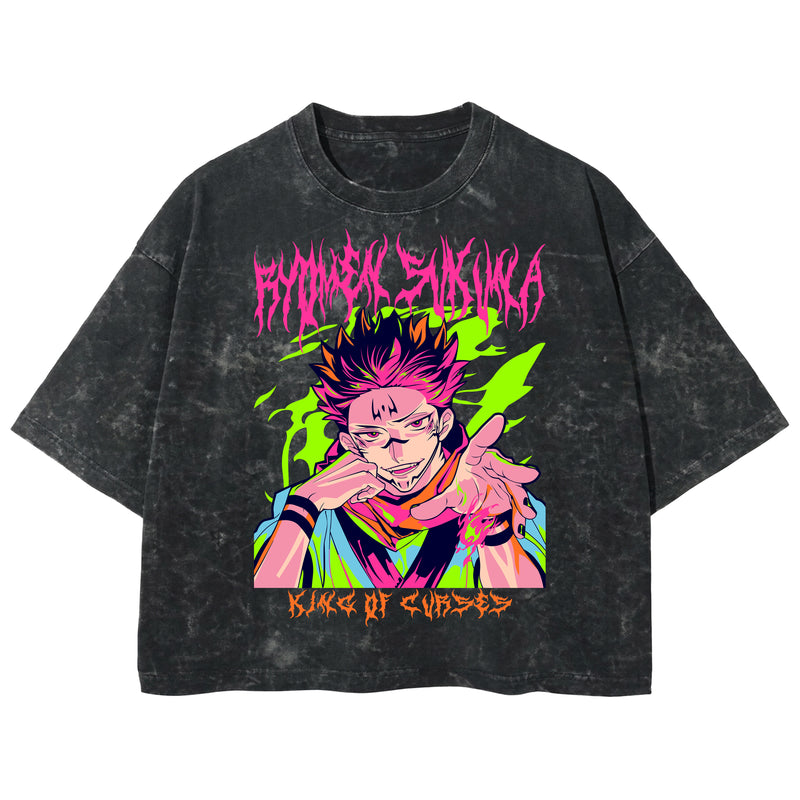 Playera streetwear premium de anime y gaming ExtraLife MX, corte boxy deluxe mineral wash heavyweight en color Acid Wash, moda urbana mexicana de culto.