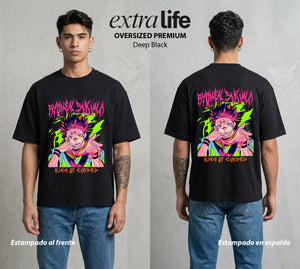 El Arte de las Maldiciones | El Ser del Caos Antiguo #01933 - Playera Oversized Premium | Deep Black - Foto en modelo