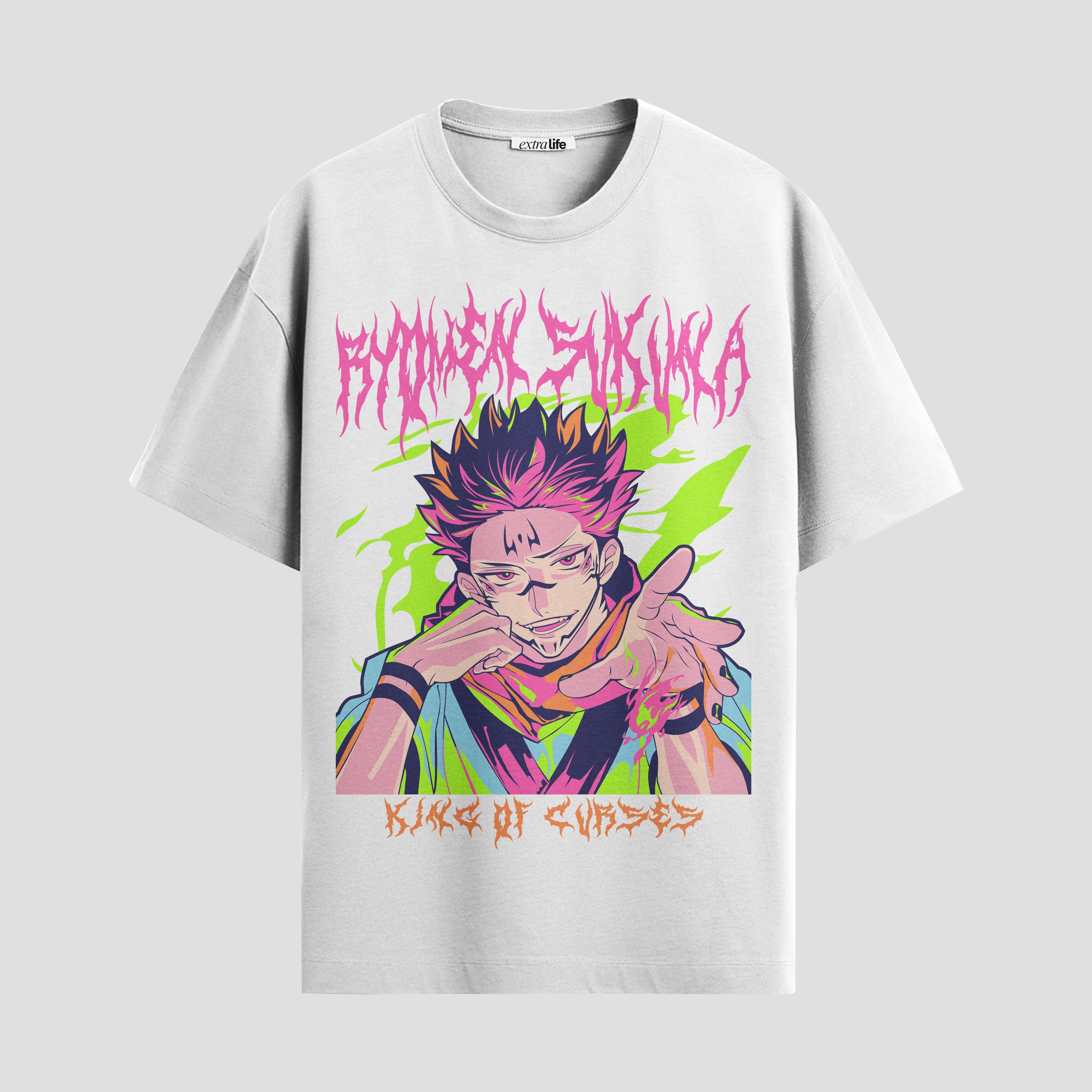 Playera urbana de anime y gaming ExtraLife MX, corte Standard Fit unisex ligero y transpirable en color Deep Black y Pure White, ropa de uso diario para gym y casual.