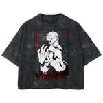 Playera streetwear premium de anime y gaming ExtraLife MX, corte boxy deluxe mineral wash heavyweight en color Acid Wash, moda urbana mexicana de culto.