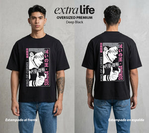 El Arte de las Maldiciones | El Poder mas Antiguo #01936 - Playera Oversized Premium | Deep Black - Foto en modelo